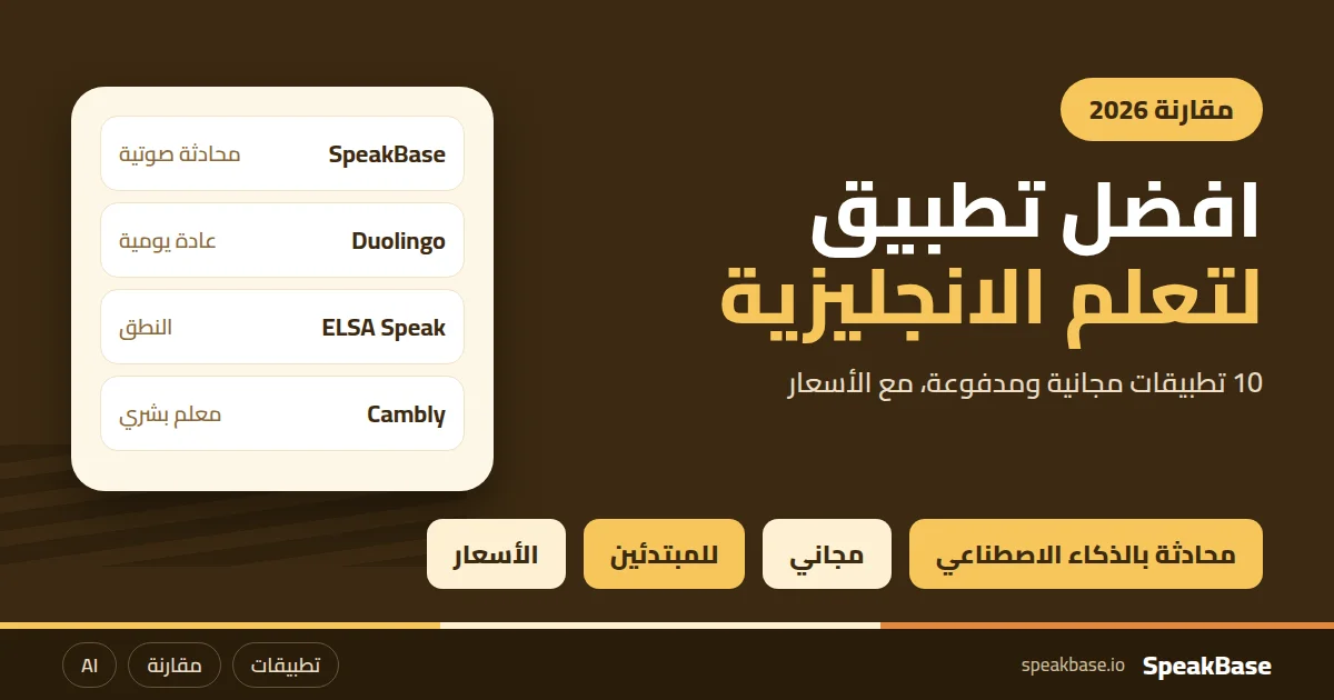 افضل تطبيق لتعلم اللغة الانجليزية في 2026: مقارنة 10 تطبيقات مجانية ومدفوعة