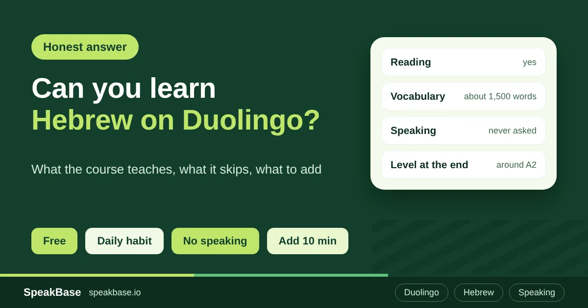 Can You Learn Hebrew on Duolingo? What the Course Teaches, What It Skips, and What to Add